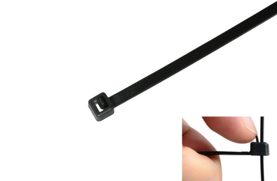 8in Nylon Releasable Cable Ties, 50lb Heavy Duty, Reusable Zip Ties, Black USA