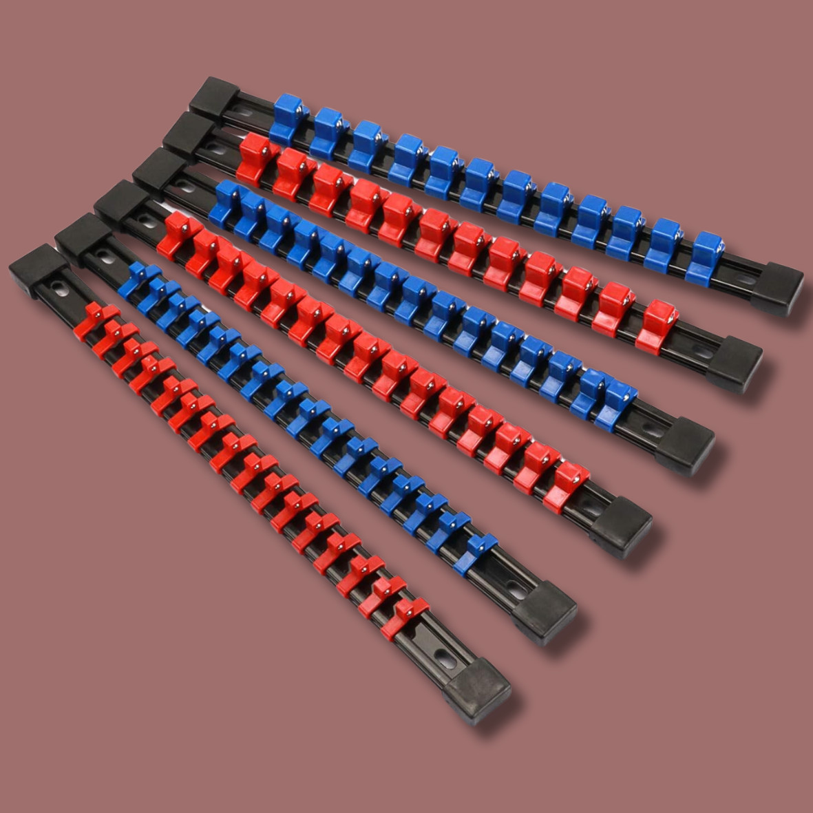 6X Socket Organizer Storage Holder Set 1/4 3/8 1/2 Metric SAE Rack Mountable