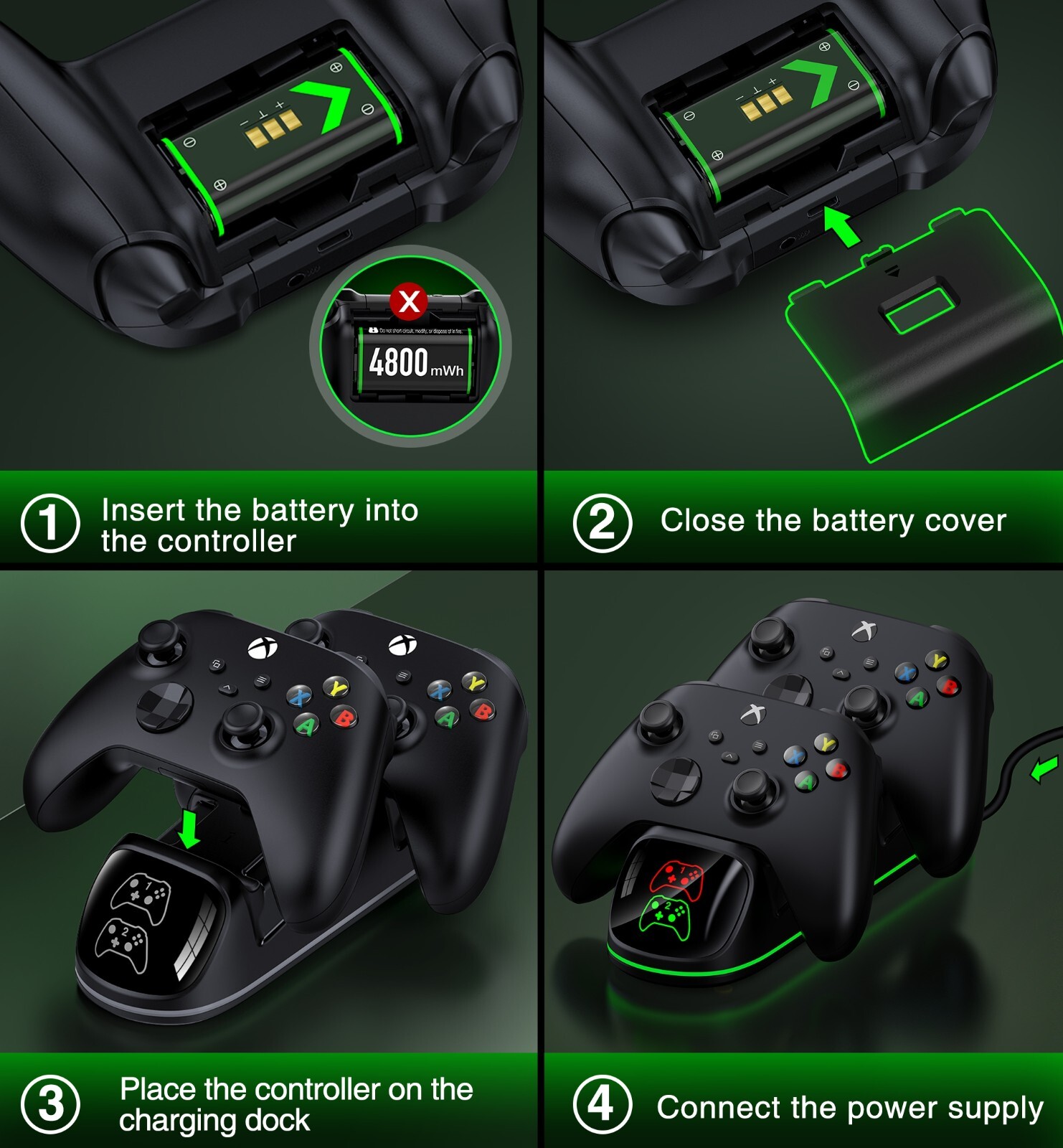 Rechargeable Battery For Xbox Series X / S Controller Fast Charging Dock Station