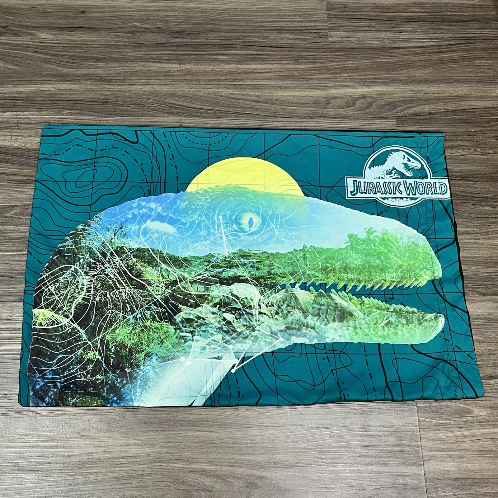 2015 Jurassic World Double Sided Dinosaur Pillowcase Velociraptor Triceratops