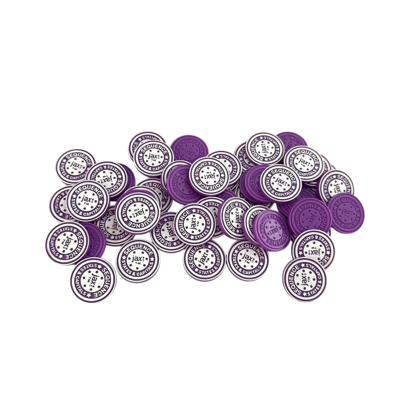 Sequence States & Capitals Complete Set of 50 Purple Chip Markers