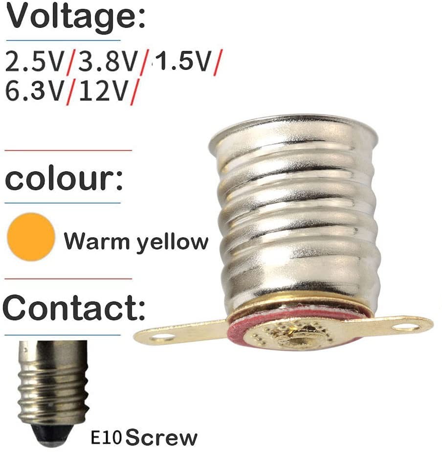 MEETOOT 10pcs E10 Mini LED Bulb Socket Student Physics Experiment Screw Base...