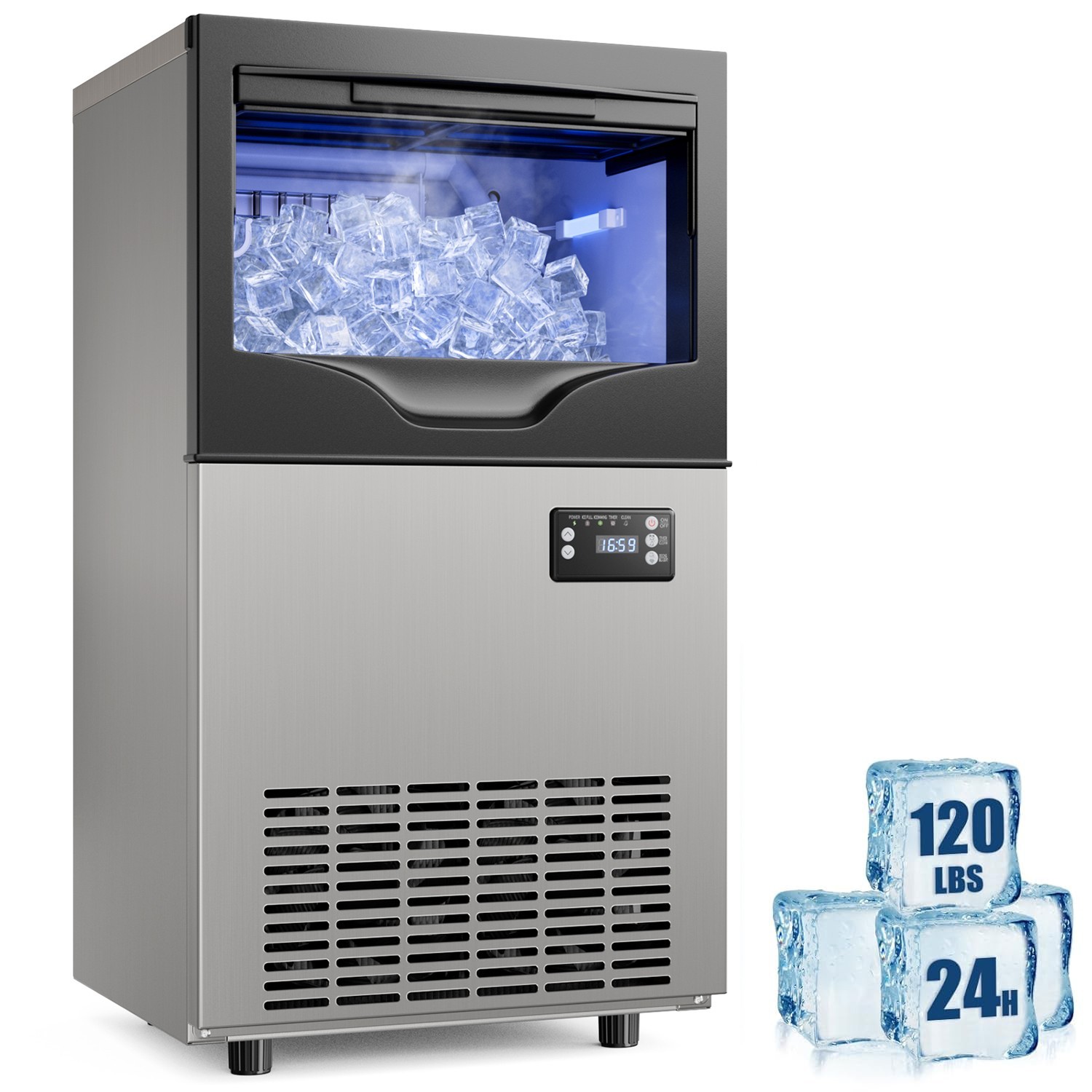 120lb Built-in Commercial Ice Maker Freestanding Countertop Ice Machine 45 Cubes