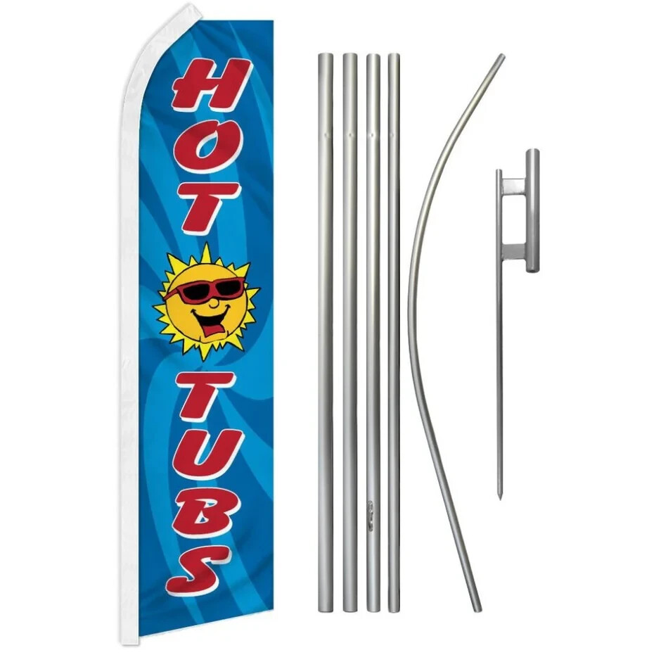 Hot Tubs Swooper Flutter Feather Advertising Flag & Pole Kit