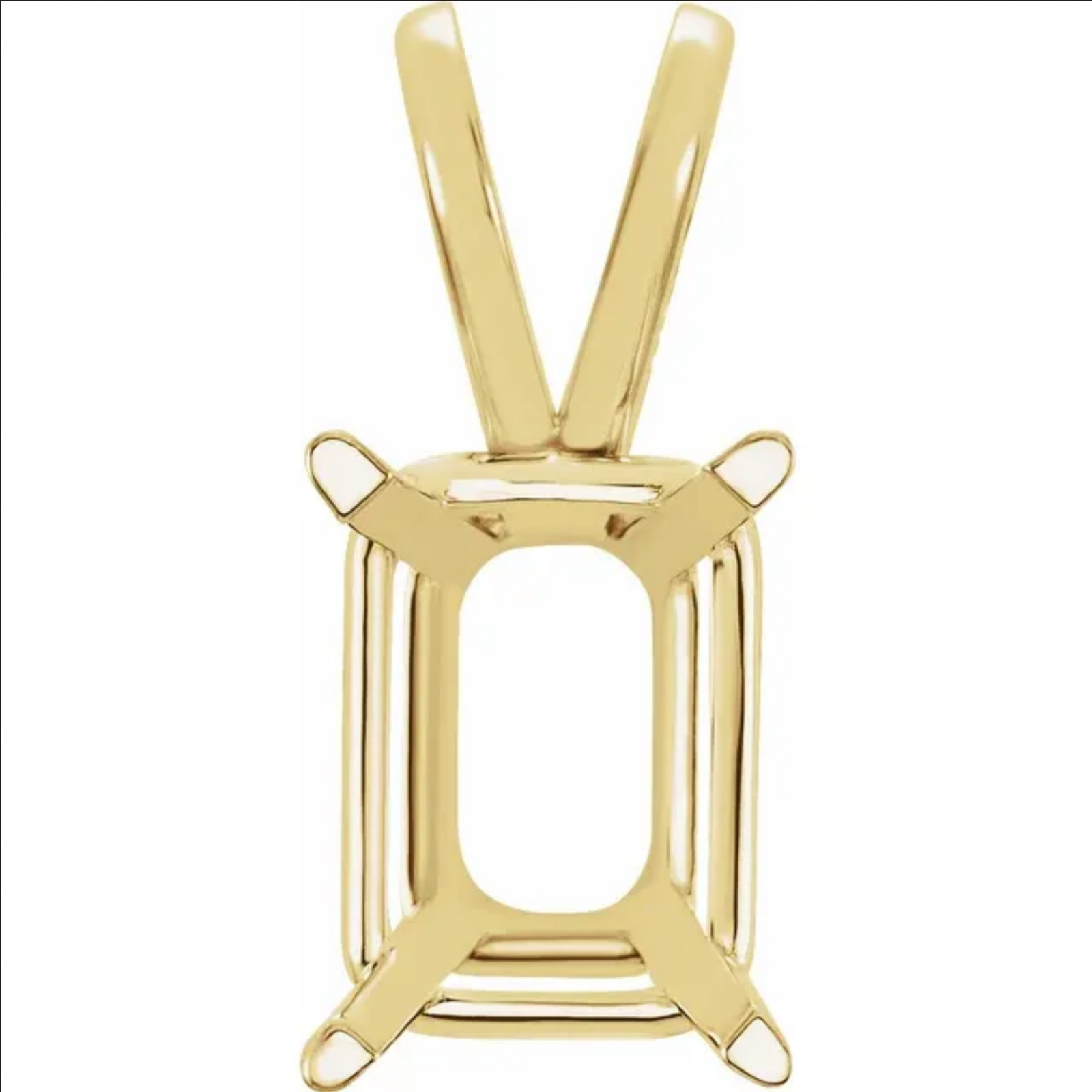 6mm x 8mm Emerald Cut 18k Yellow Gold Basket 4 Prong Pendant Setting Mount USA
