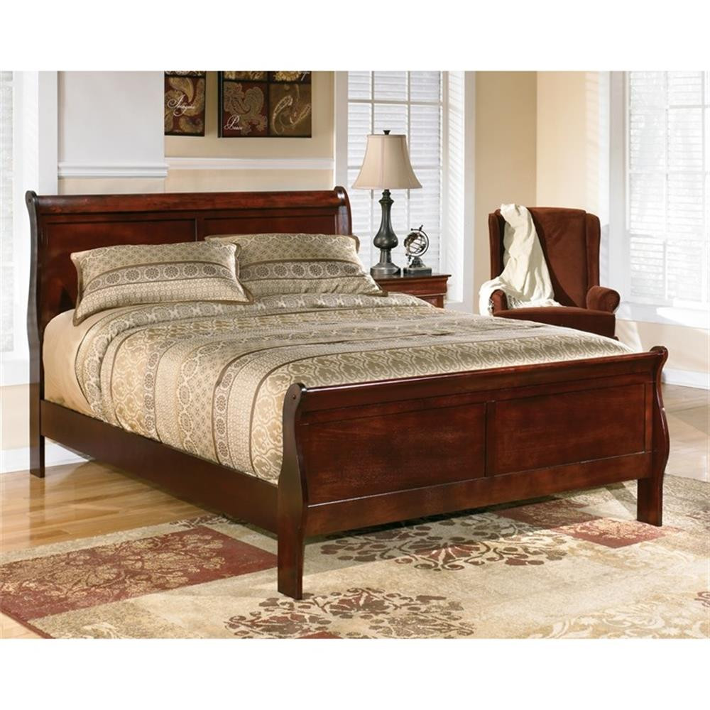 Bowery Hill Traditional Sleigh Cal King Bed in Warm Dark Brown