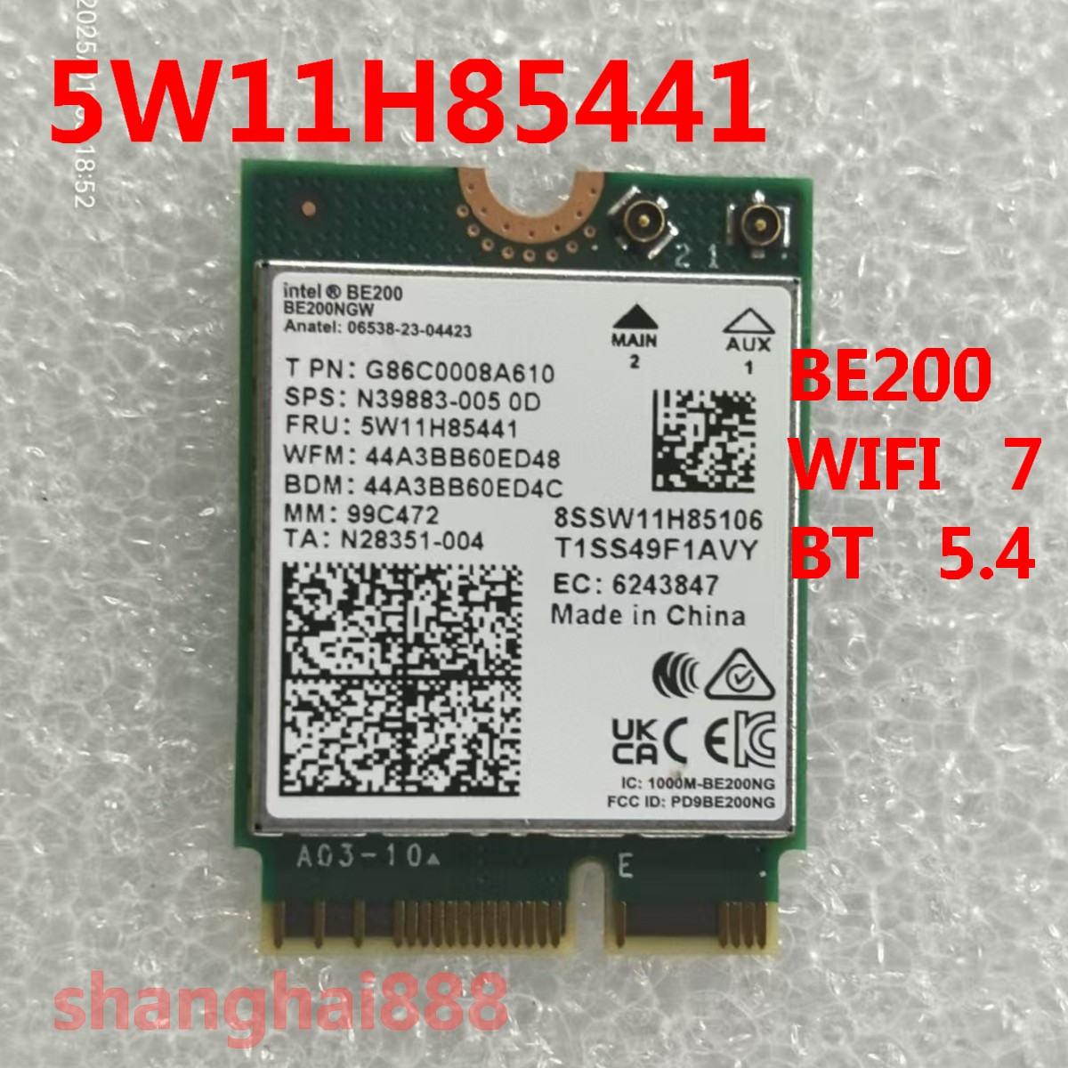 intel BE200 WIFI 7 card bluetooth for lenovo Legion Pro 7 16IAX10H 5W11H85441