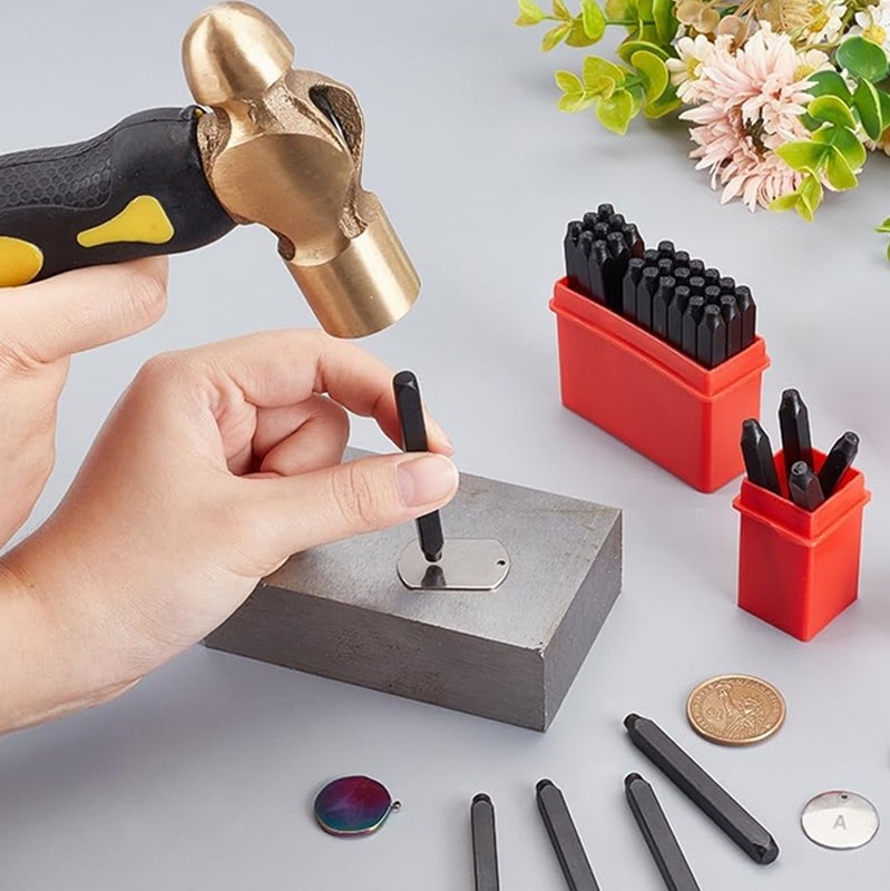 US Stock 36pcs 5/64"2mm Letter & Number Stamp Punch Set Hardened Steel Metal