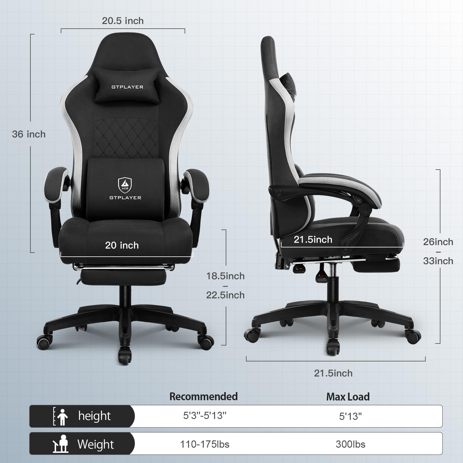 Gaming Chair, Computer Office Chair with Pocket Spring Cushion, Linkage Armre...