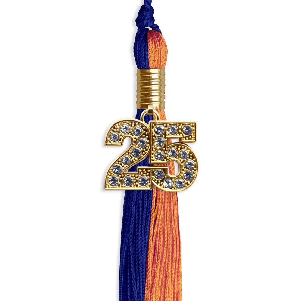 Endea Graduation Royal Blue/Orange Tassel With Gold Date Drop