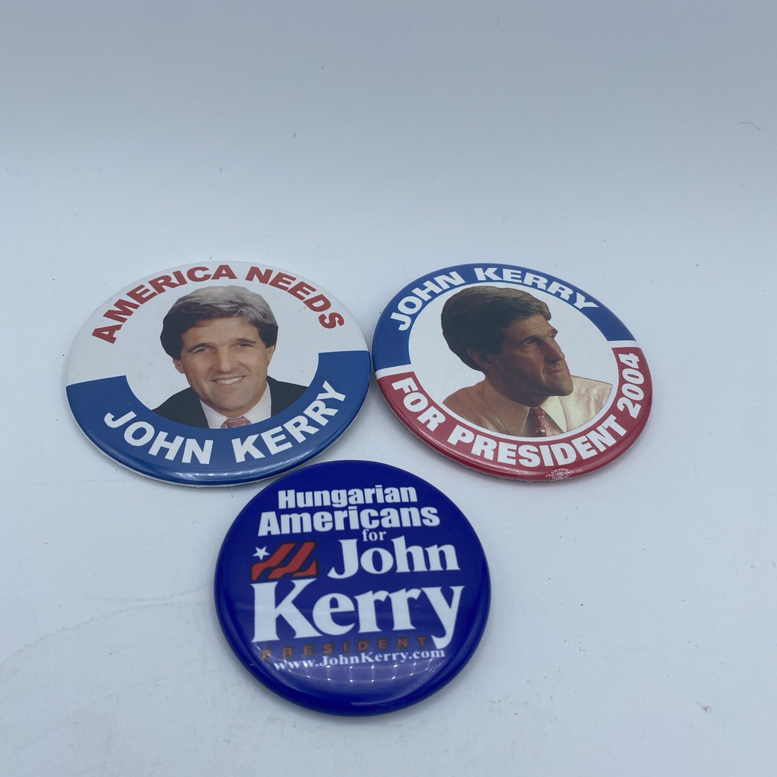 Lot Of 3 VTG John F Kerry 2004 Presidential Political campaign pin buttons
