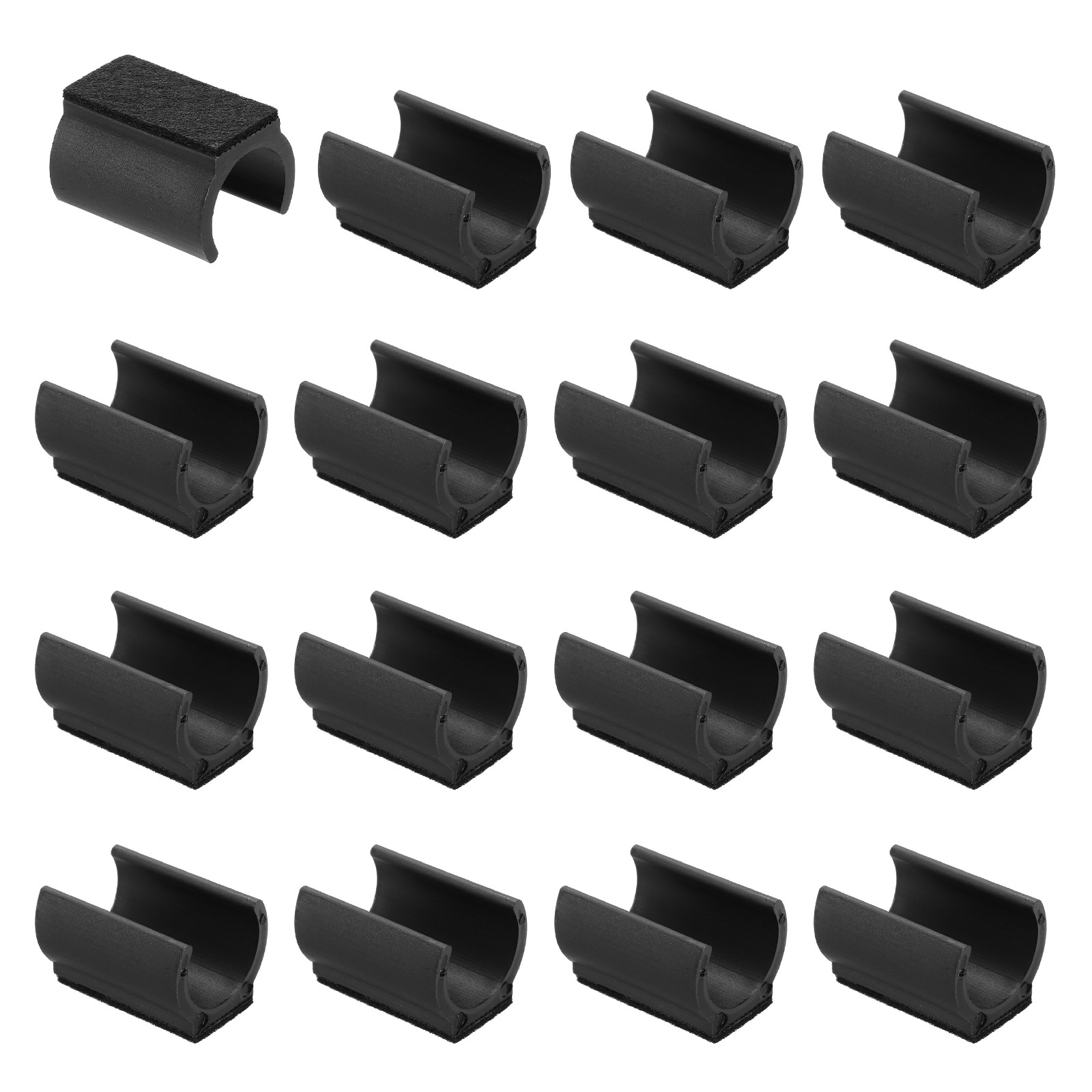 16pcs U Chair Leg Caps, 25mm U Shaped Chair Leg Floor Protector Rectangle, Black