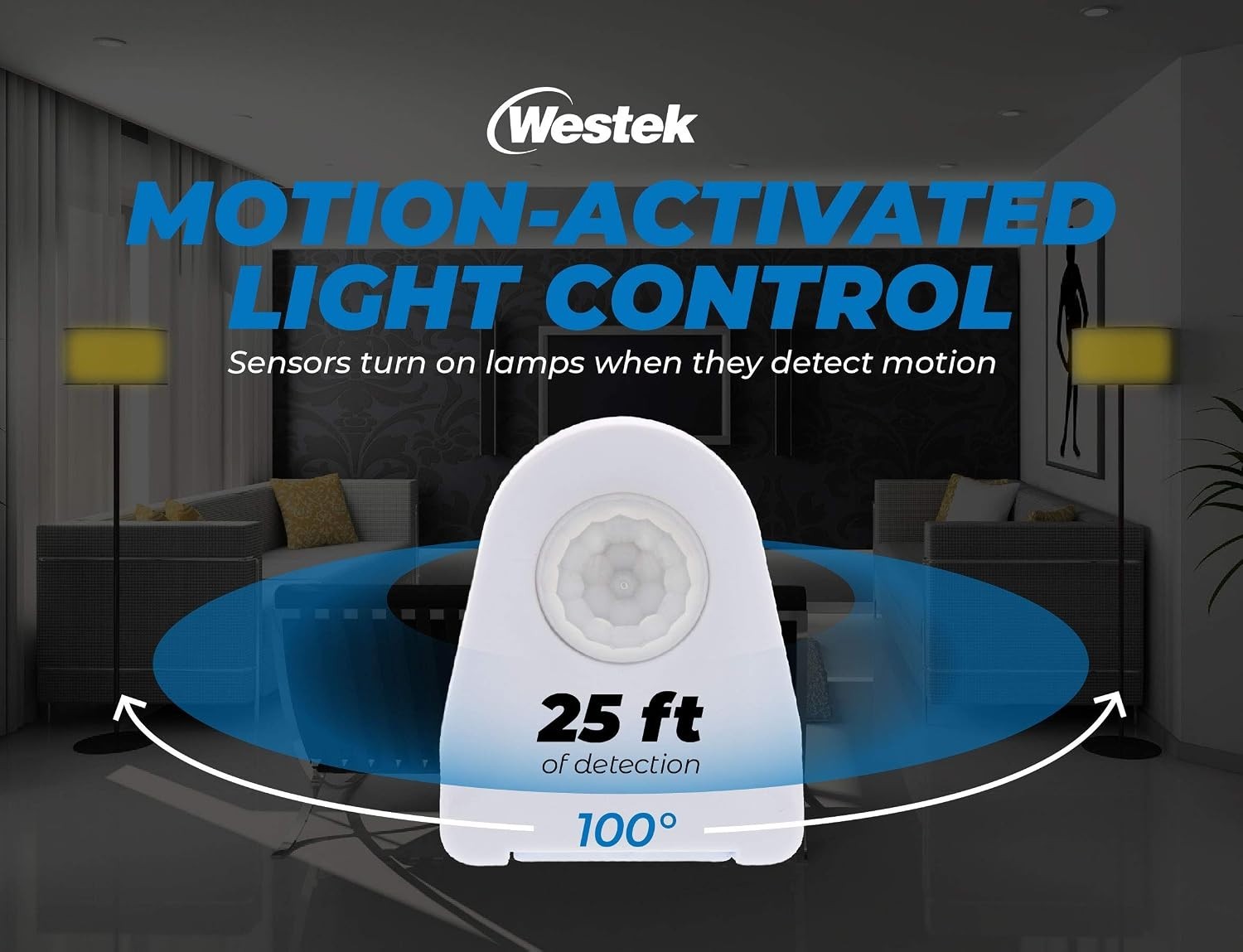 Motion Sensor Outlet Light Control, 2 Pack - 25ft Range