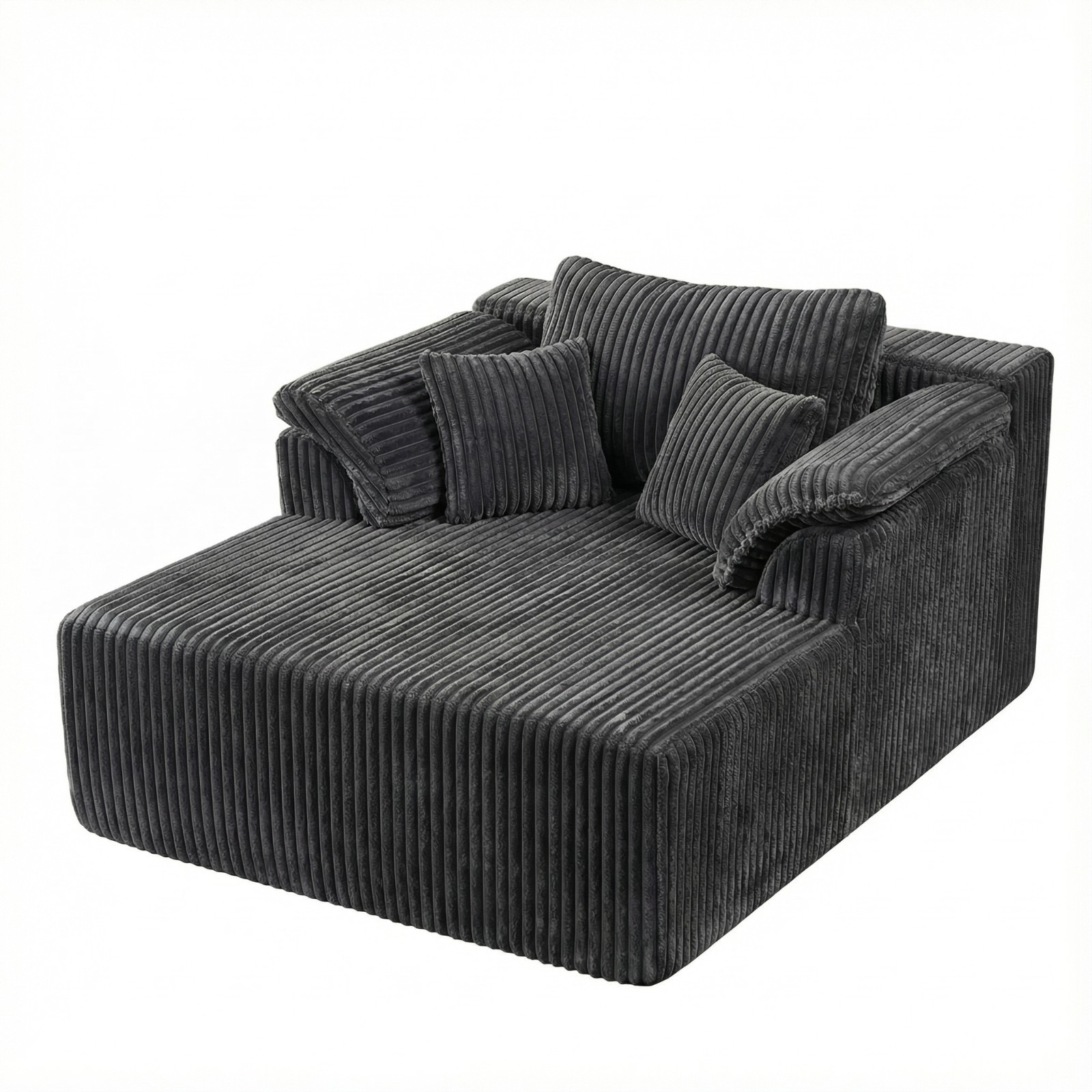 60-inch indoor oversized corduroy lounge chair, no assembly required (Grey)