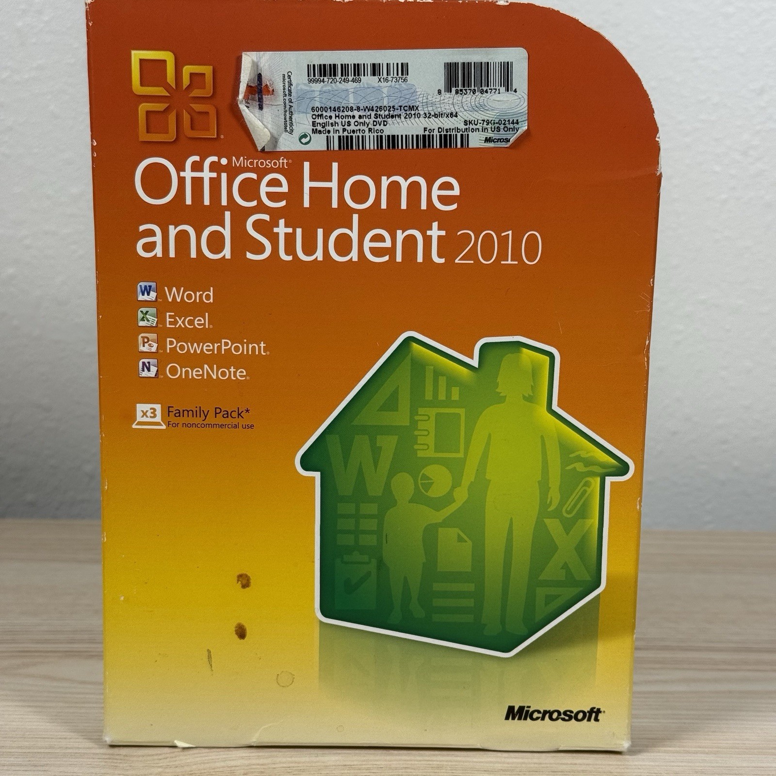 Genuine Microsoft Office 2010 Home and Student Family Pack for 3 PCs