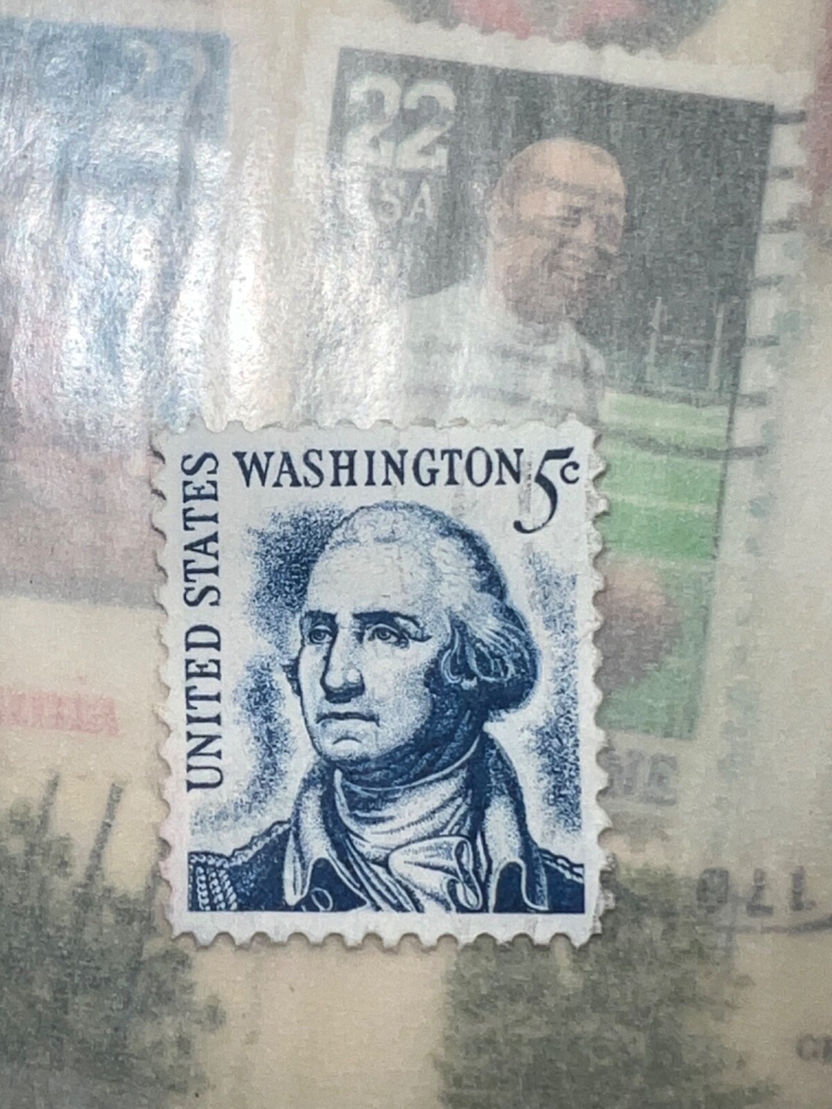 GEORGE WASHINGTON 5 CENT BLUE Stamp Vintage Rare Excellent Conditions