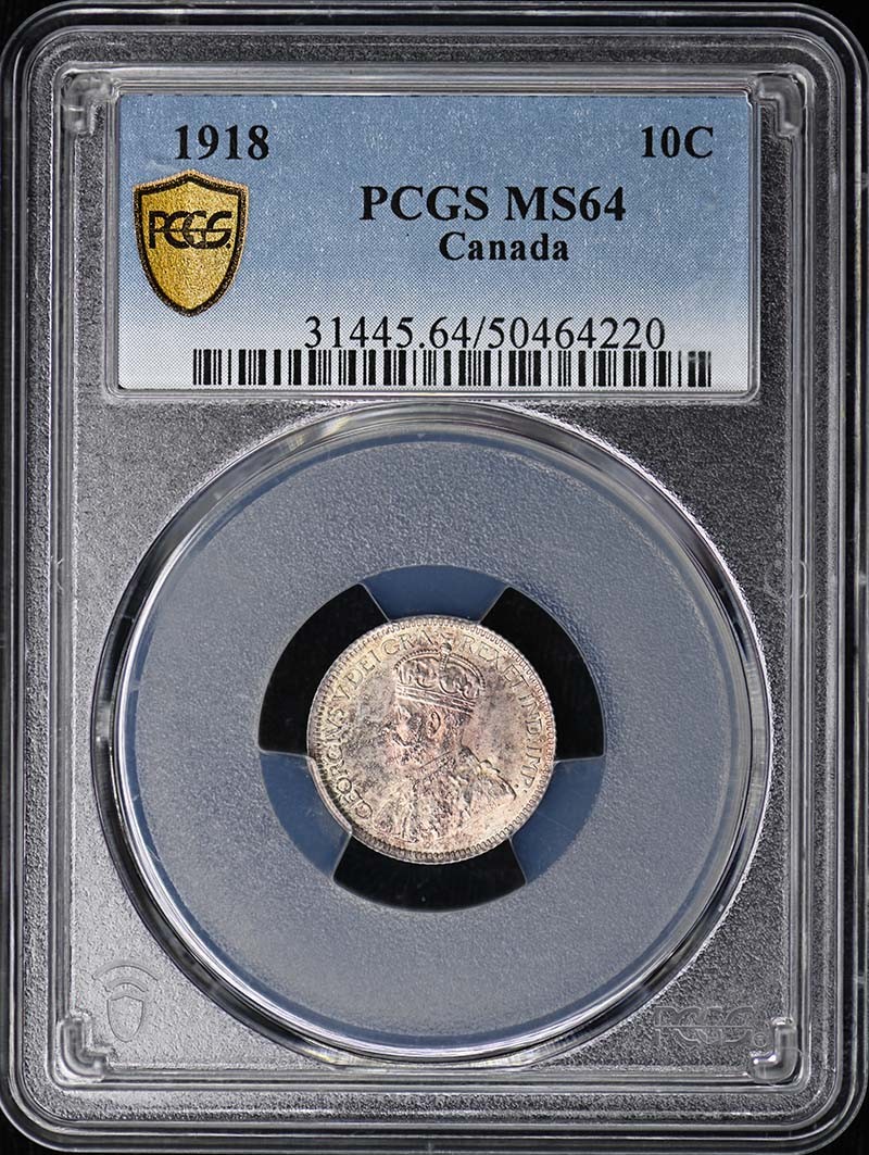 1918 10C Canada George V PCGS MS64