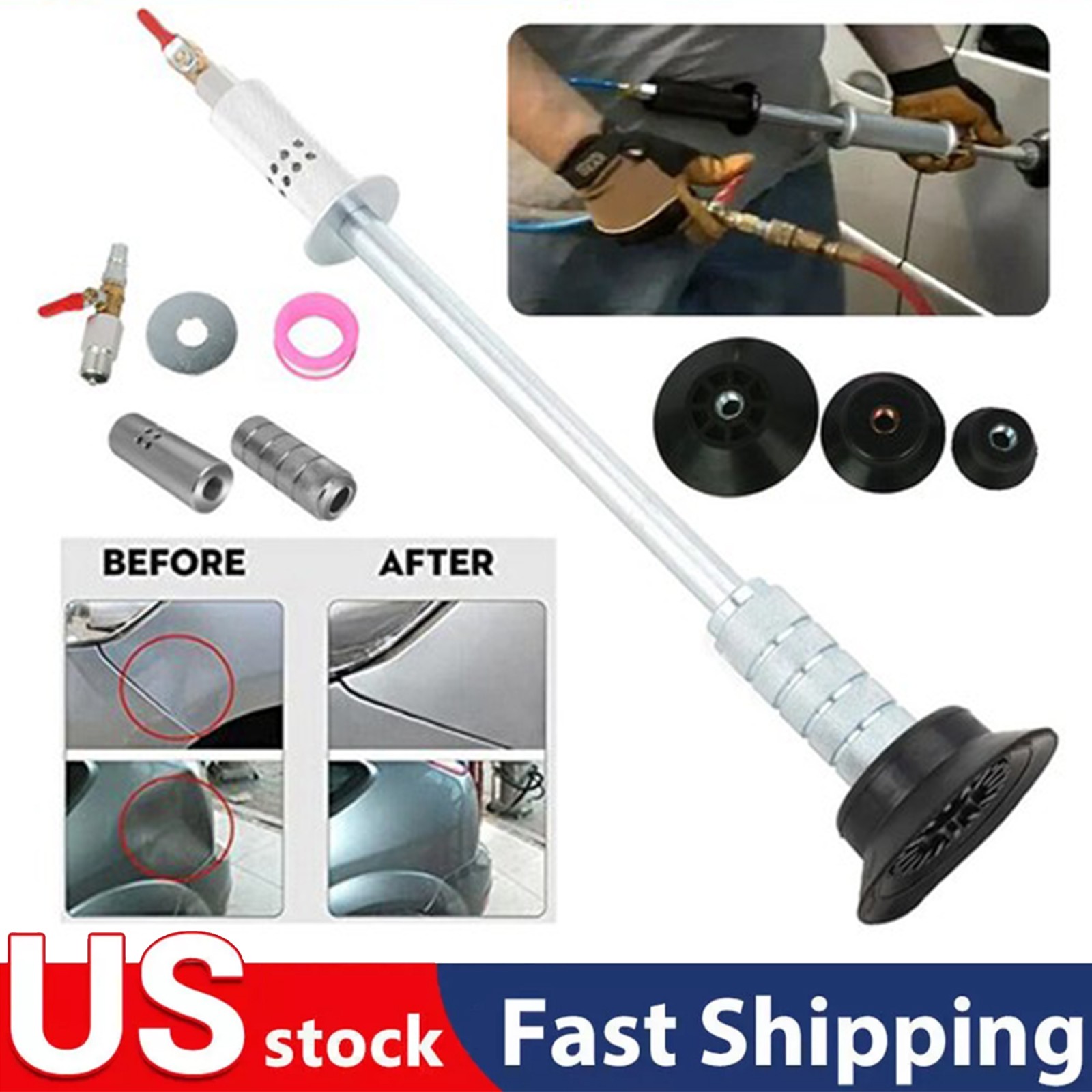 Air Pneumatic Suction Dent Puller Slide Hammer Pulling Car Body Repair Work Tool