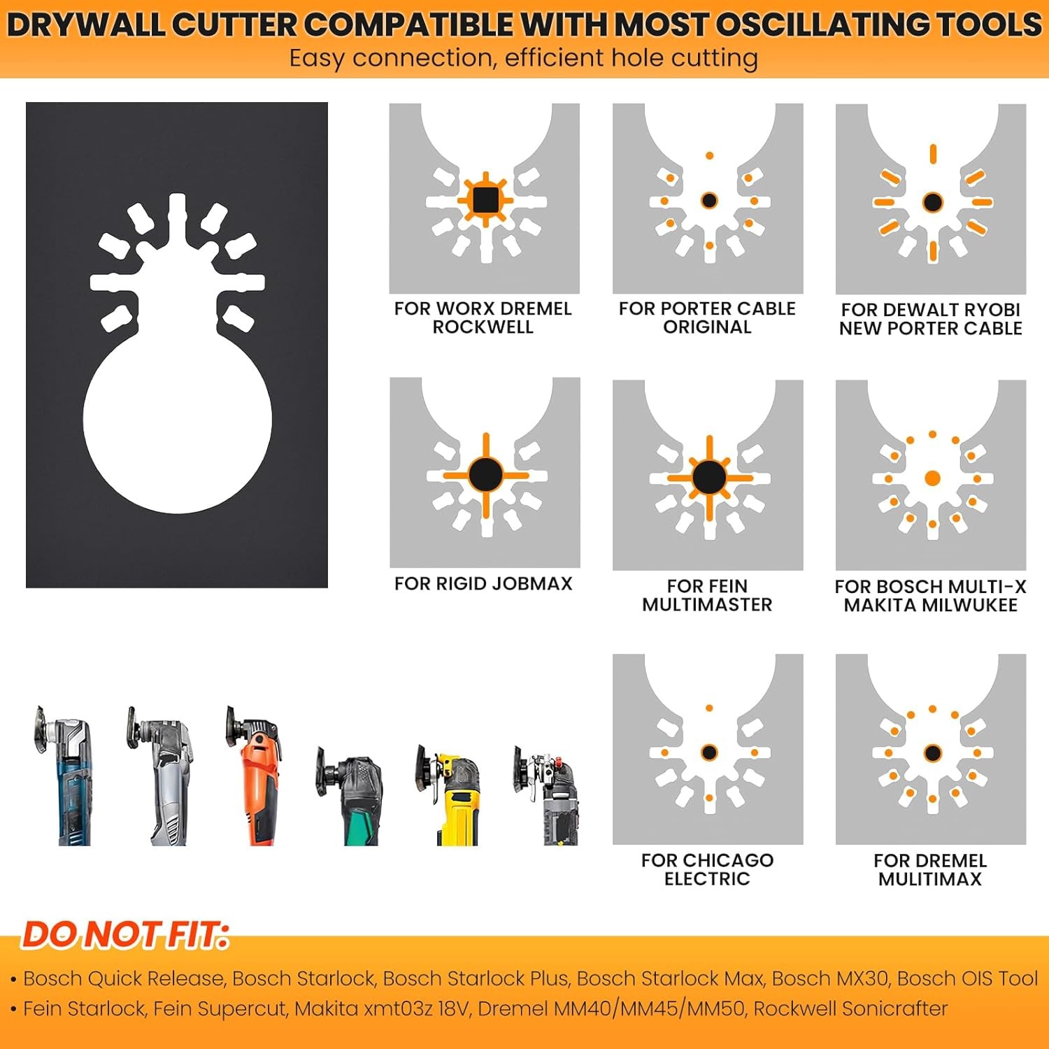 Drywall Outlet Cutter Tool Square Slot Oscillating Tool Cutter Drywall Tools