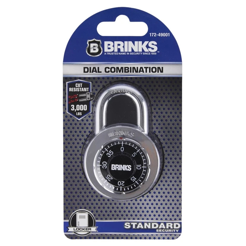Brinks 50mm Steel Dial Combination Padlock with 1in Shackle