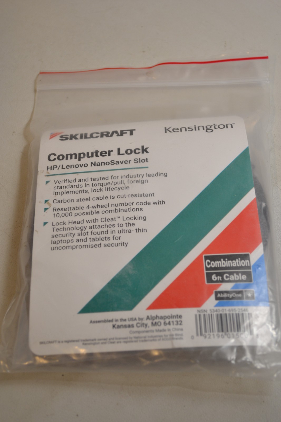 Kensington Skilcraft Computer Lock NanoSaver Slot (K60603WW) #5340-01-596-2546