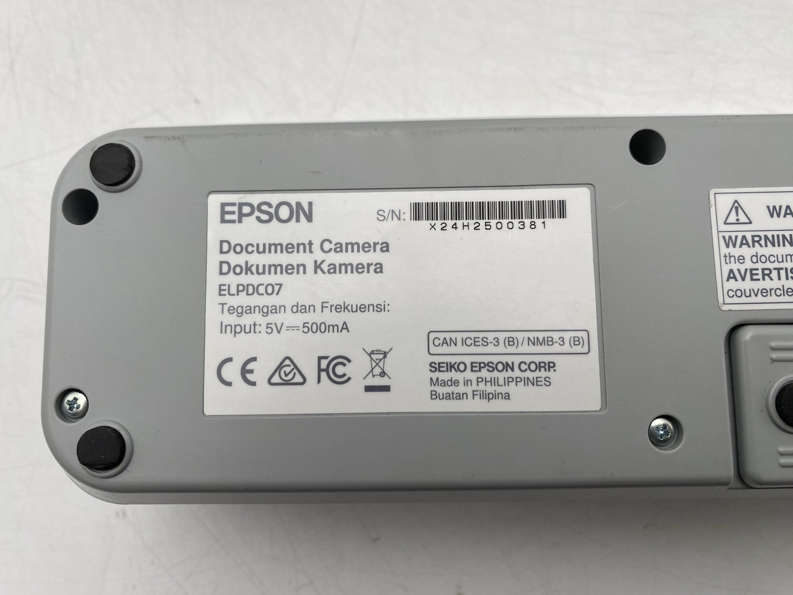 Epson ELPDC07 Document Camera 1080p USB Visual Presenter