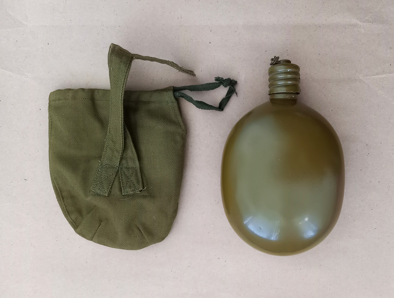 Soviet Military Water Flask, Original USSR Army Flask, Belt Case Aluminum Flask