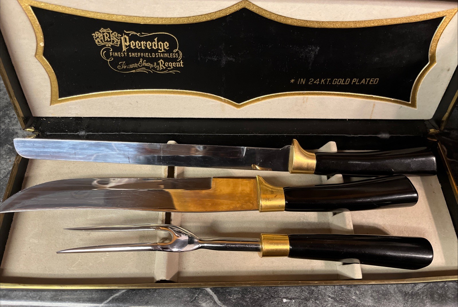 Peeredge Finest Sheffield Stainless 24KT Gold Plated Forever Sharp By Regent