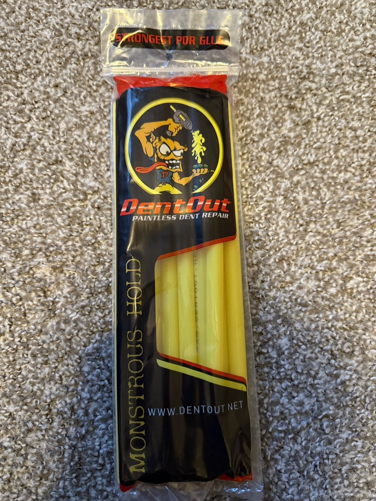 DentOut Monstrous Yellow PDR Glue Sticks Dent Repair PG-10, 10 Sticks NEW