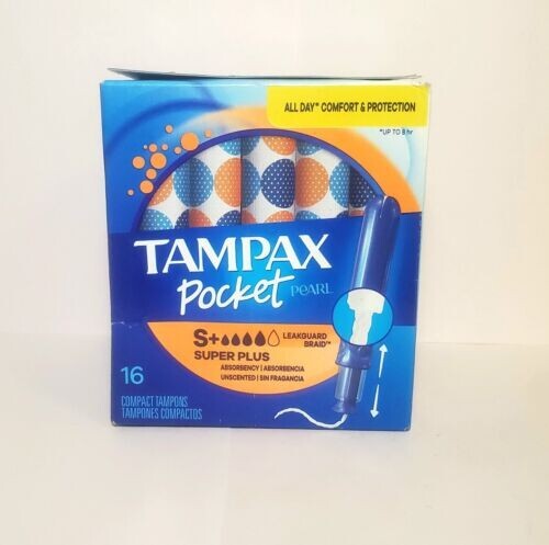Tampax Pocket Pearl Super Plus Compact Tampons 16 Count Unscented
