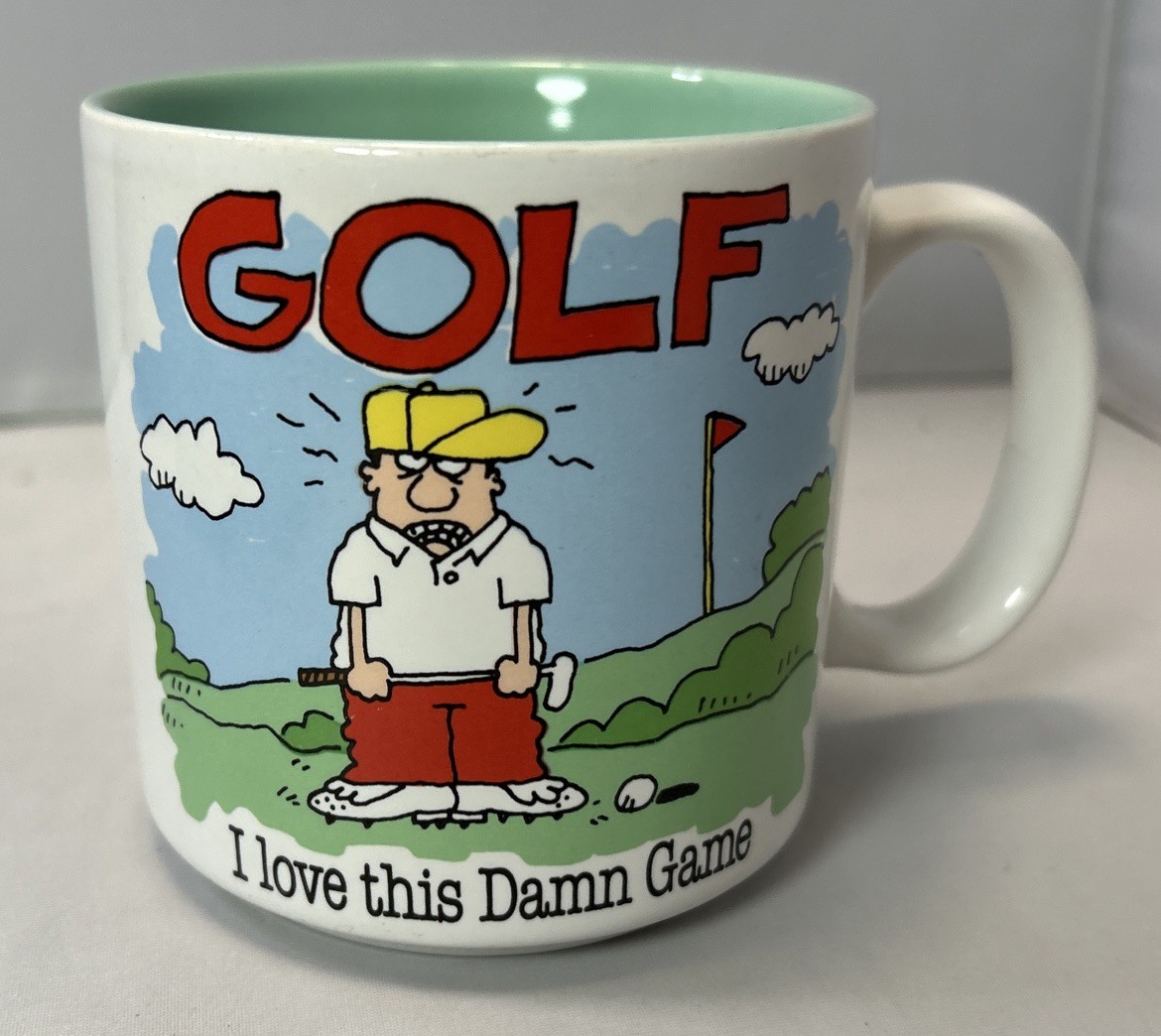 Golf Coffee Cup Mug Jim Benton Papel Freelance VTG I Love This Damn Game