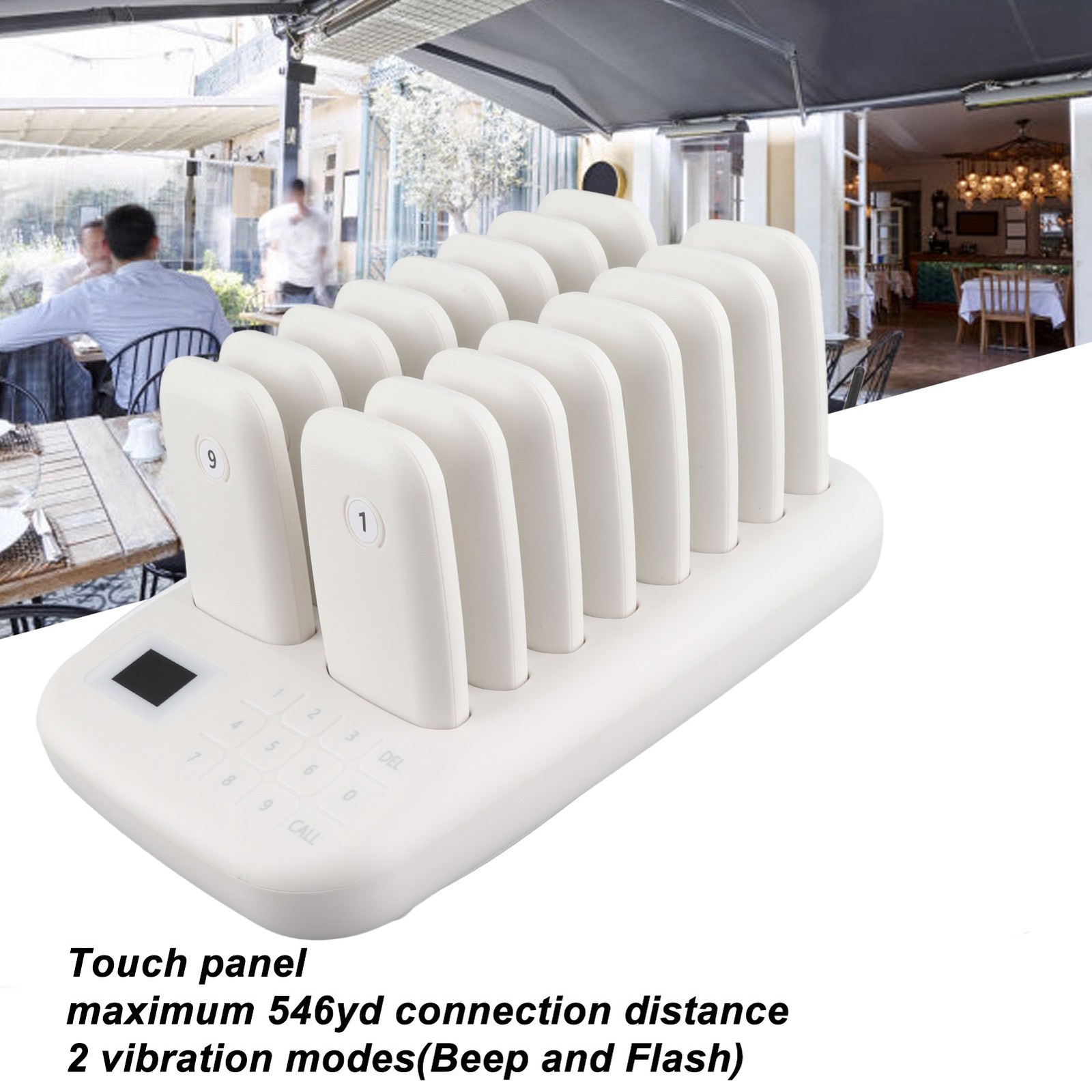 Wireless Calling System 16 Pagers 546yd Transmission 2 Working Modes Touch MIDX