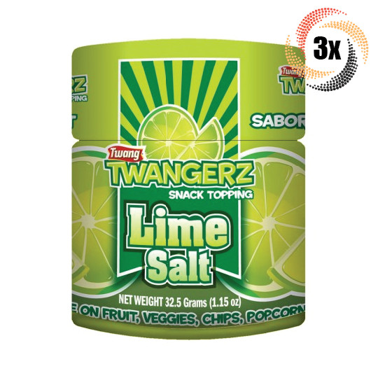 3x Shakers Twang Twangerz Lime Flavored Salt Snack Topping 1.15oz Fast Shipping!