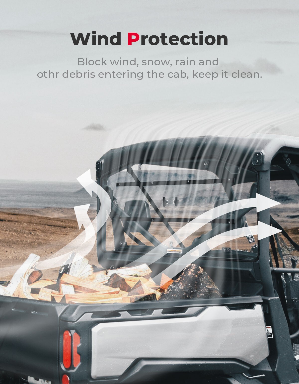 For Can-Am Defender HD 5/ 8/ 10/ MAX Rear Sliding Windshield Back Screen 2016-24