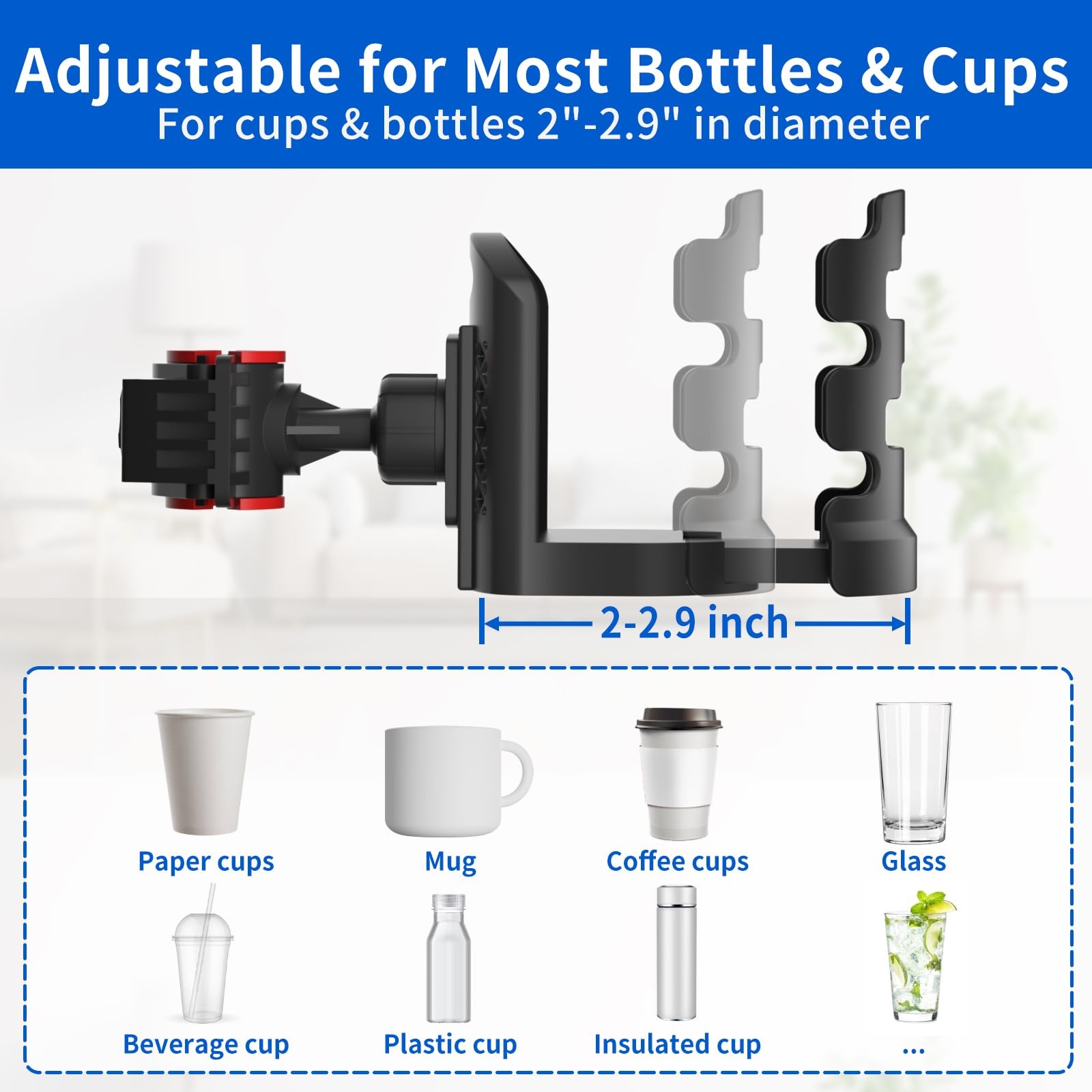 Adjustable Mic Stand Drink Holder with 360° Rotate Microphone Stand Cup Holde...