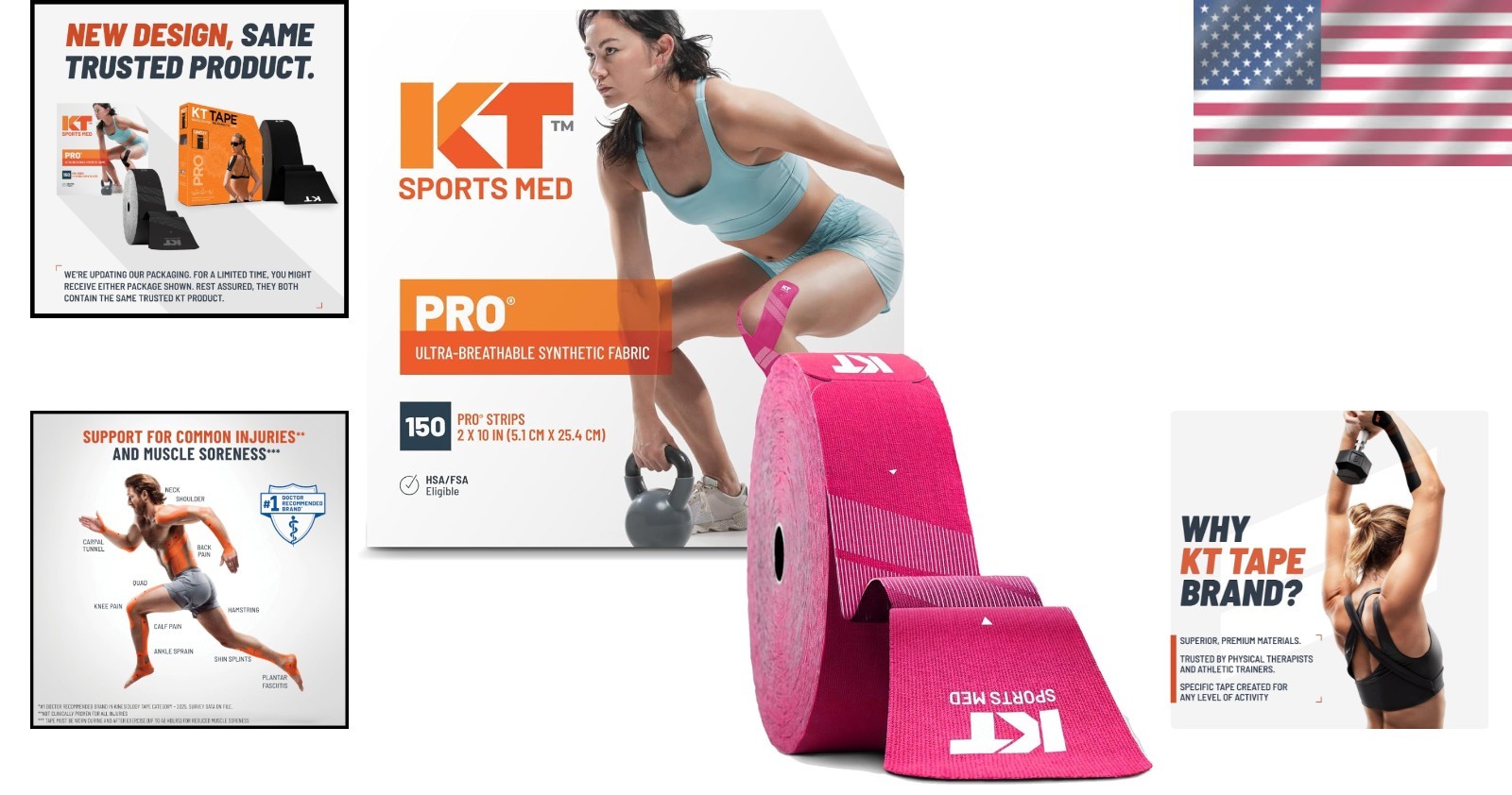 Synthetic Athletic Tape 150 Strips, Hero Pink