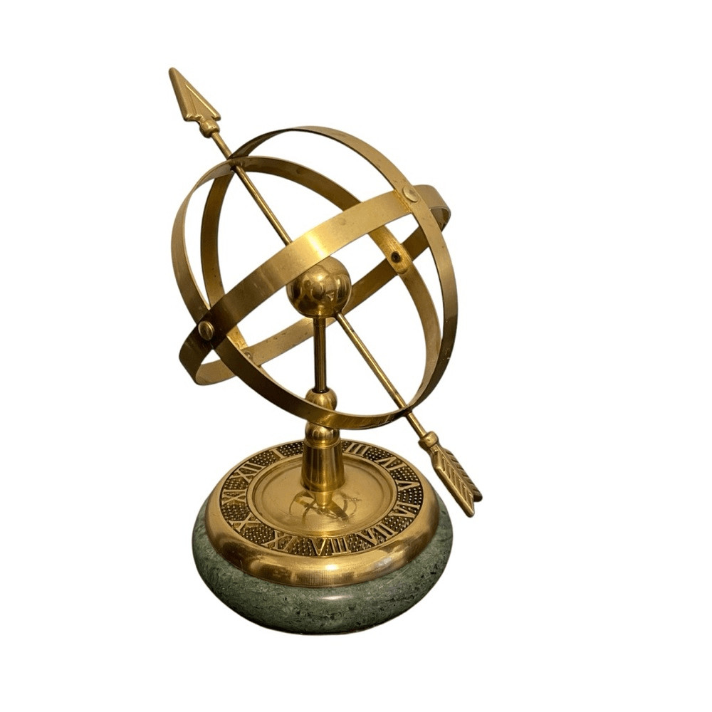 VTG Armillary Sphere w Arrow Nautical Maritime Astro Globe Sundial Brass Granite