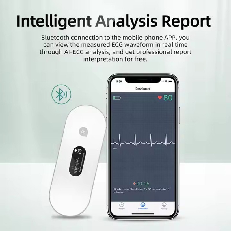 Portable Bluetooth ECG Monitor Wearable ECG Device Data Storage and Sharing