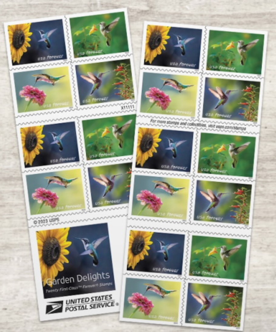 1 Book=20 First Class Forever USPS Garden Delights Stamps -Ships from Jax, FL