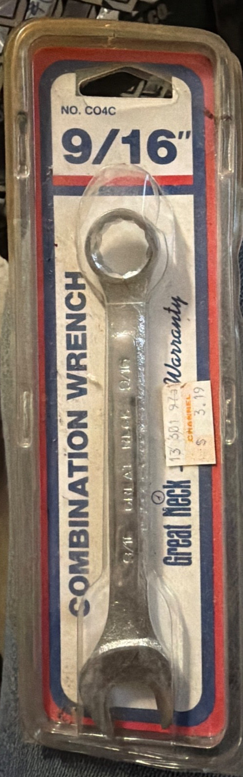 Brand New/Sealed NOS Great Neck C04C 9/16” Inch Combination Wrench No. C08C