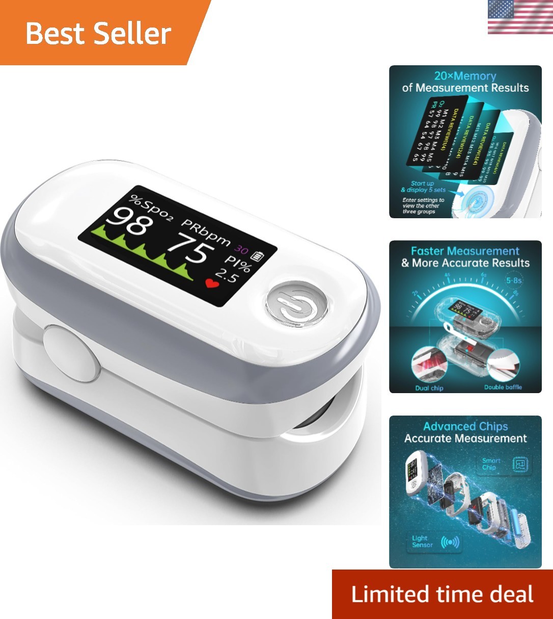 Accurate SpO2 Monitor with 1.3" OLED Display – Ideal for Fitness and Family Use
