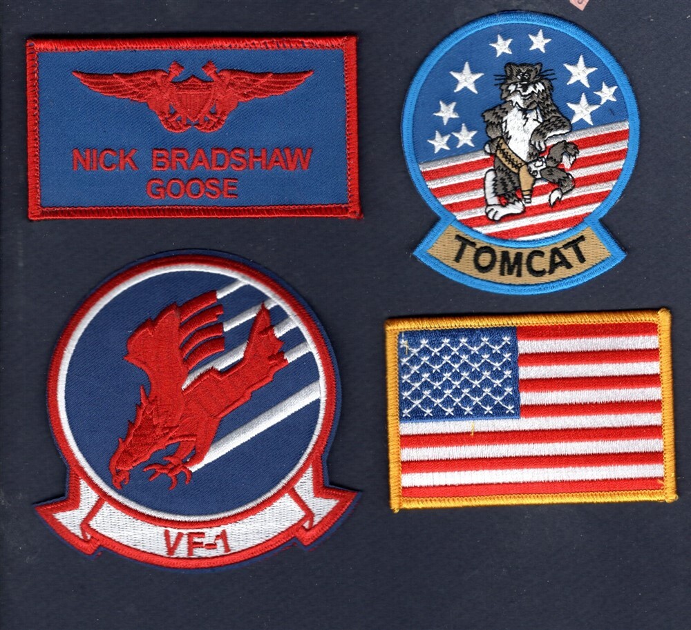Nick GOOSE Bradshaw TOP GUN MOVIE Costume NAVY F-14 Tomcat Squadron Patch Set