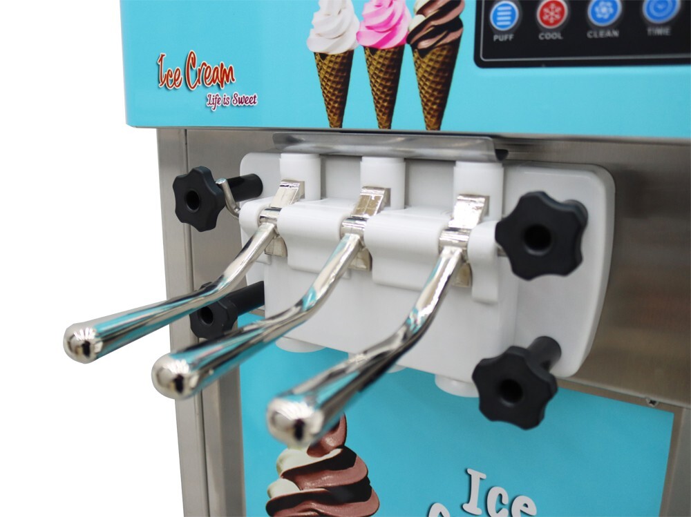 3 Flavors Soft Ice Cream Machine 20-30L/h Output Capacity LCD Display Controller
