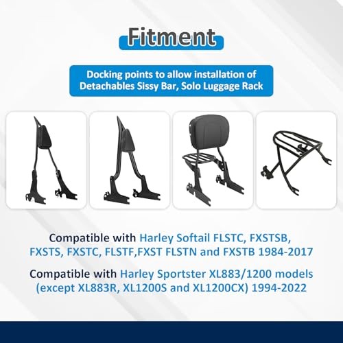 Docking Hardware Kit for Sissy Bar Luggage Rack - Compatible with Harley