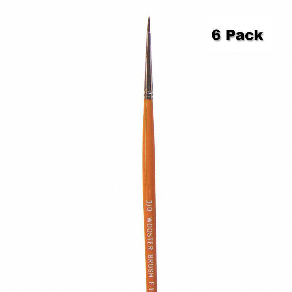 Wooster Brush Artist Watercolor / Pointed, Red Sable F1627 Size #3/0 - Pack of 6