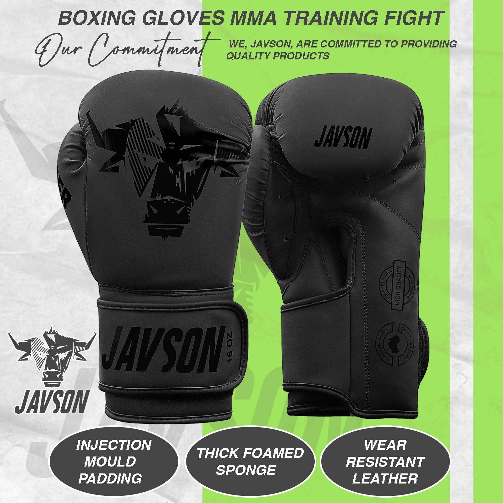 Boxing Gloves MMA Training Fight Punch Bag Sparring Kickboxing Black by Javson