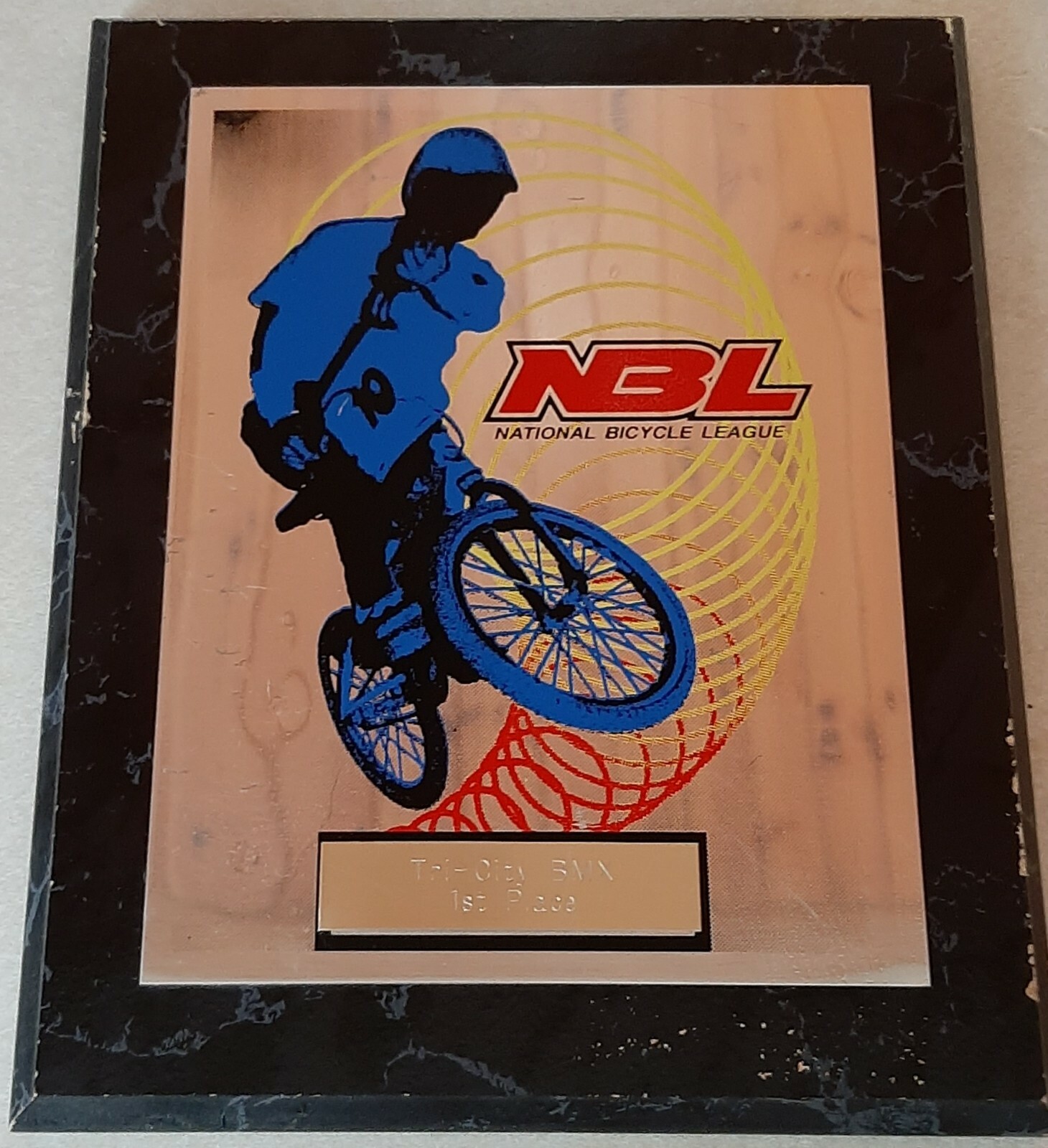 NBL National Bicycle League BMX 1st Place Trophy Award Plaque, Old School Flavor