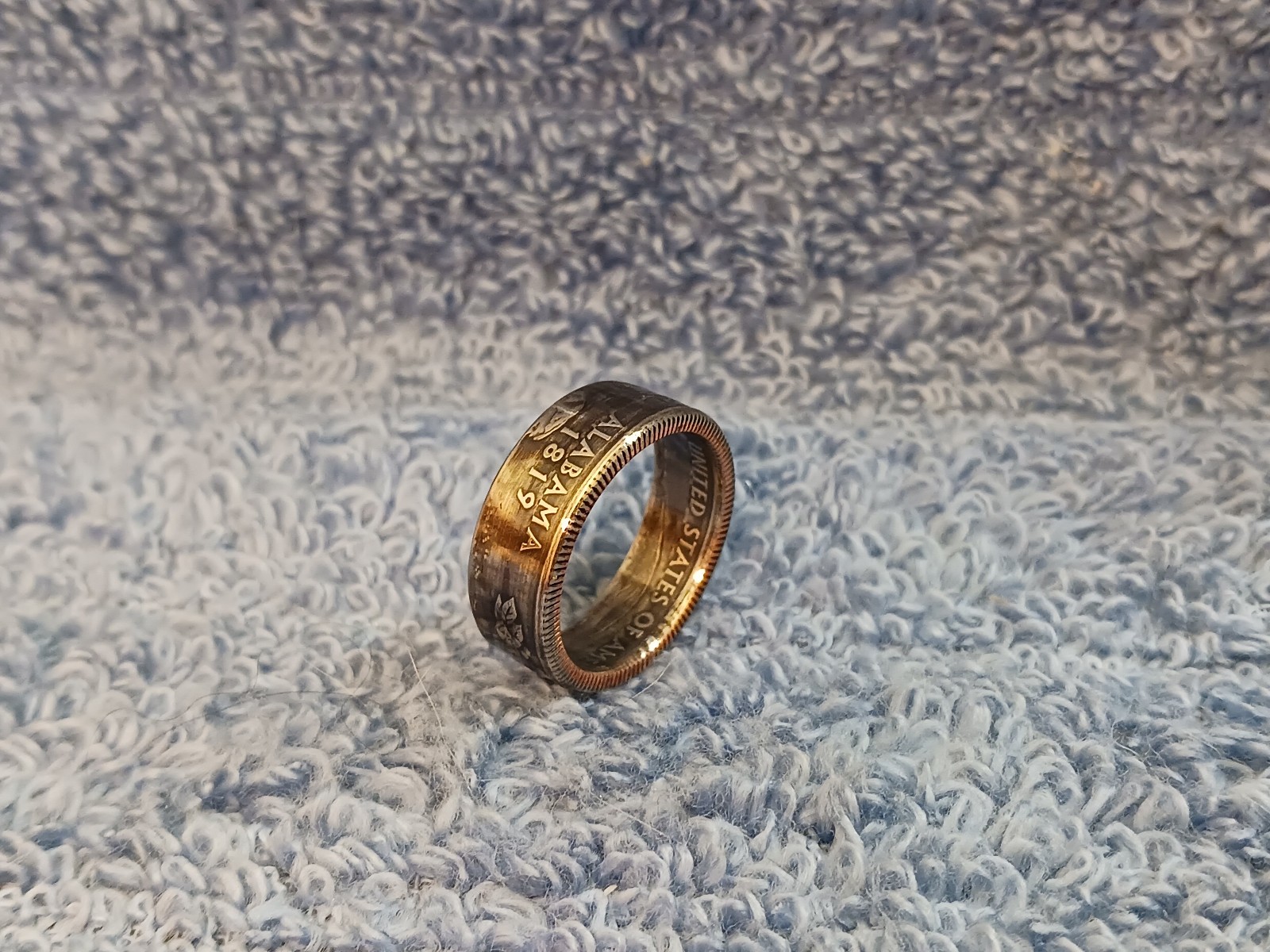 Alabama Handcrafted Washington Quarters coin ring, size 7  2003