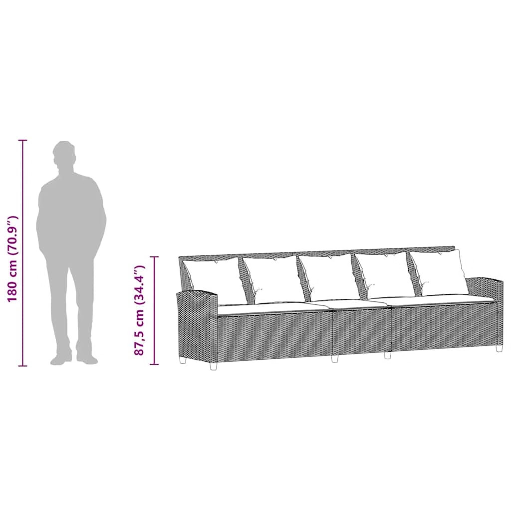 Garden Sofa Grey Poly Rattan 5-seater Removable Covers