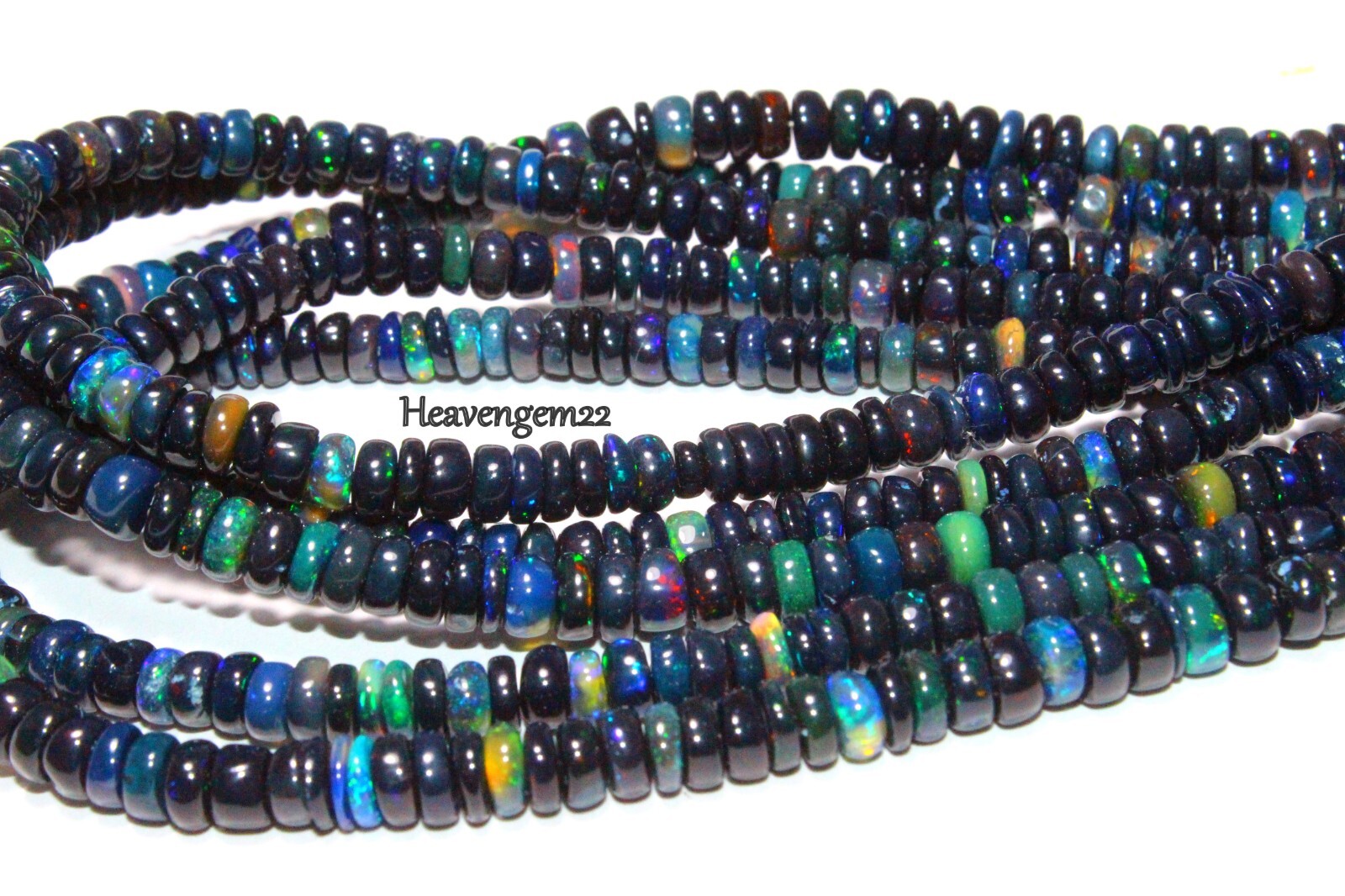 AAA Ethiopian Black Opal Smooth Rondelle Gemstone Beads Jewelry Making